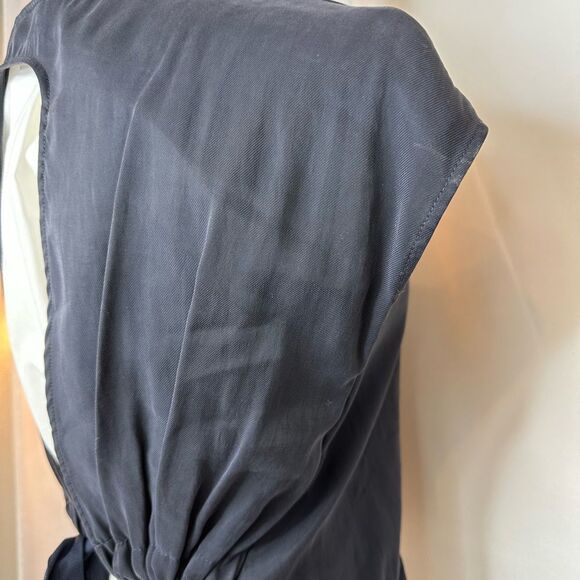 Zara Washed Black & White Modern High Low Blouse with Ribbon Bow Size XS - Picture 10 of 13